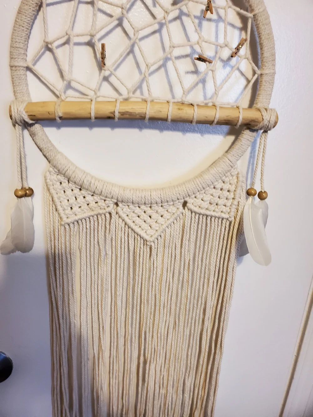 Handmade Cream Macrame Dreamcatcher Wall Hanging